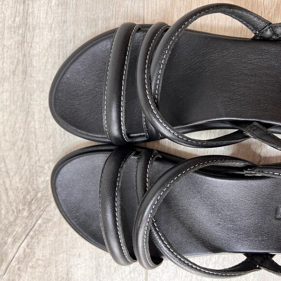 Olakai Sandals Womens Size 6/7 Black Tiare Strappy Full Grain Leather Slingback - Picture 6 of 10